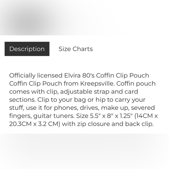 NWT Kreepsville666 80’s Inspired Elvira Coffin Shaped Neoprene Clip Pouch - Picture 4 of 4